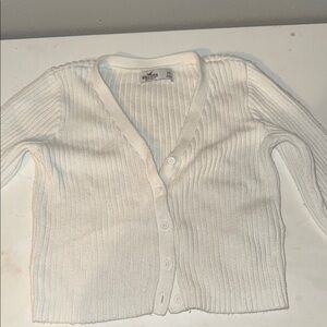 Hollister White Ribbed Knit Cardigan